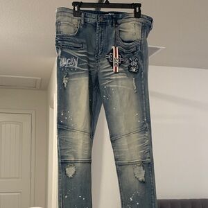 Lucky Brand Men's Distressed Light Blue Skinny Jeans